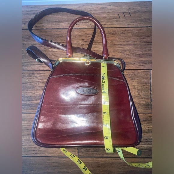 Vintage🤎top handle crossbody bag kiss lock bag leather bag oroton bag - Picture 5 of 16